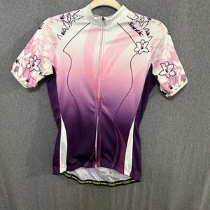 Santic Women Activewear Top M Purple Floral Ombre Cycling Jersey Full Zip